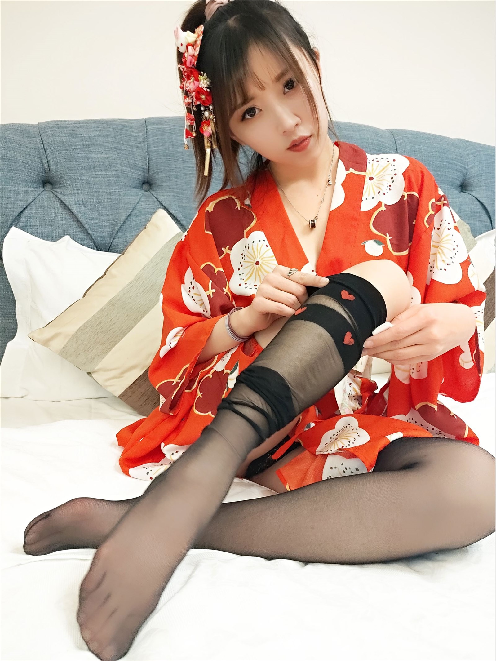 Little witch Luna fish anchor little witch Luna - Kimono heart black stockings(20)